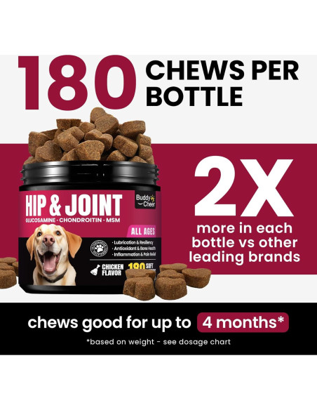 Suplemento de Glucosamina BuddyCheer para Perros 180 Chews