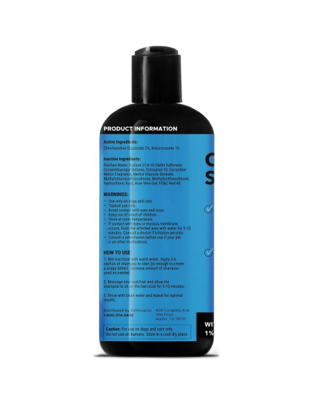 Champú Clorhexidina PetHonesty 16 oz para Gatos y Perros