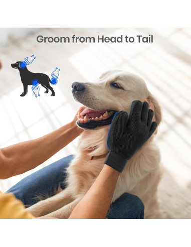 Guante Quitapelos DELOMO para Mascotas Azul - Aseo y Masaje