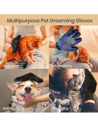 Guante Quitapelos DELOMO para Mascotas Azul - Aseo y Masaje