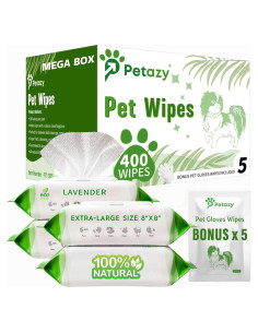 Toallitas Orgánicas para Perros y Gatos Petazy 400 Unidades