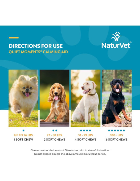 Suplemento Calmante NaturVet Quiet Moments 240 Masticables