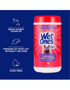 Toallitas Húmedas para Gatos Wet Ones 50 Unidades Aloe Vera 2