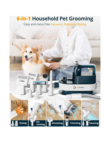 Aspiradora y Secador de Perros PETEMPO 2.5L 10 en 1