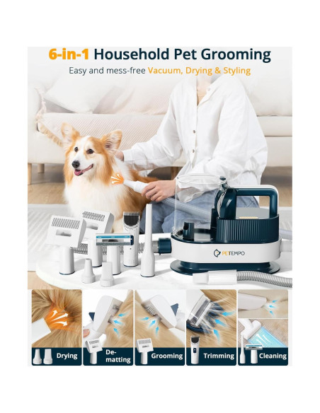 Aspiradora y Secador de Perros PETEMPO 2.5L 10 en 1