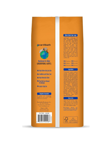 Toallitas para Mascotas earthbath 100 Contenido Vainilla y Almendra