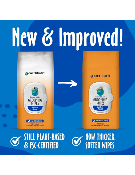 Toallitas para Mascotas earthbath 100 Contenido Vainilla y Almendra