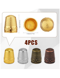 4 Dedales de Metal NQEUEPN para Costura y Bordado - Cobre 2