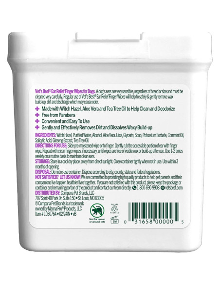 Toallitas Limpiadoras para Oídos Vet's Best 50 Unidades