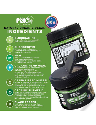 Suplemento Articular para Perros Pet Chef 248g - Glucosamina
