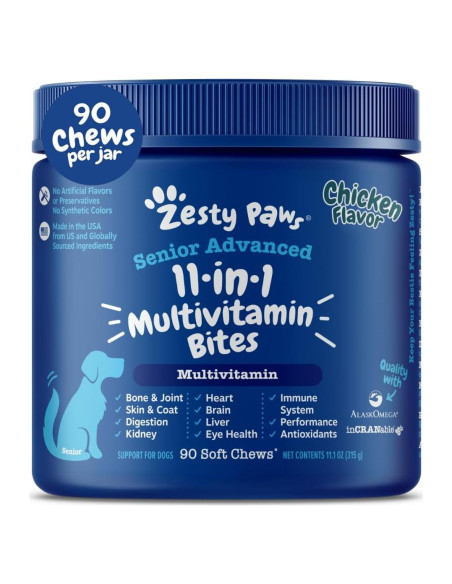 Golosinas Multivitamínicas Zesty Paws para Perros Mayores 90ct