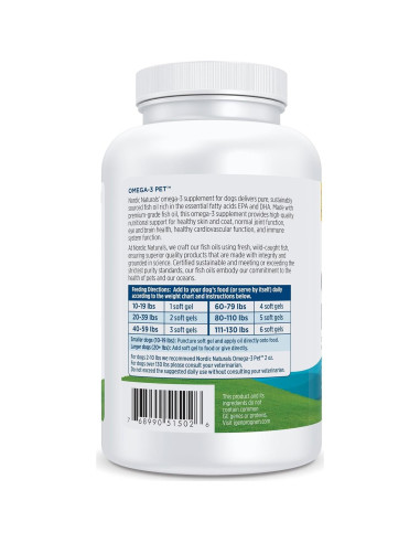 Omega-3 para Mascotas Nordic Naturals 180 Gelatinas 330 mg