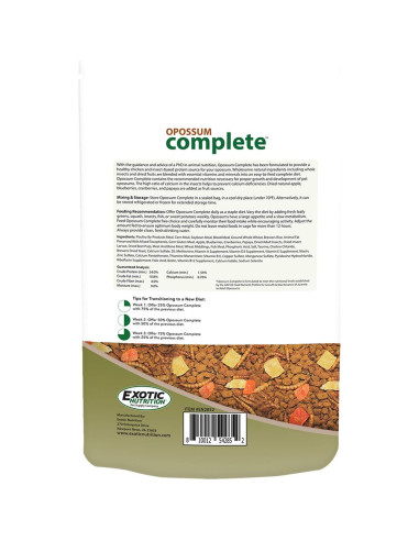 Comida para Opossum Exotic Nutrition 0.45 kg Dieta Completa