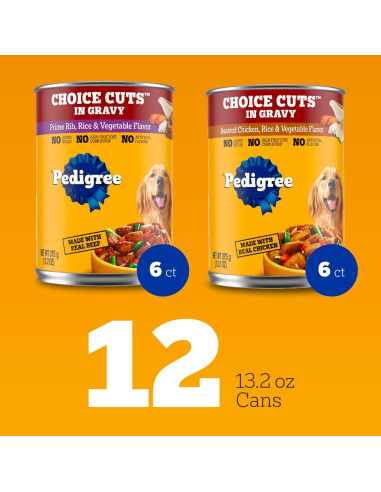 Pedigree Comida Húmeda en Lata para Perros Adultos 12x13.2oz