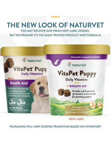 NaturVet Vitaminas Diarias para Cachorros 70 Masticables