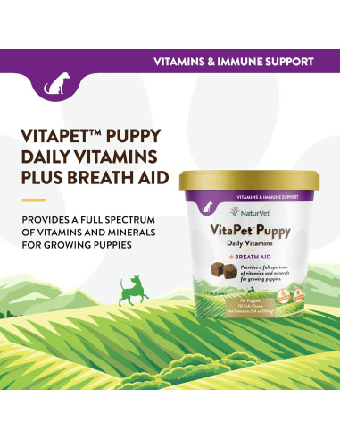 NaturVet Vitaminas Diarias para Cachorros 70 Masticables