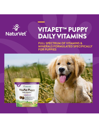 NaturVet Vitaminas Diarias para Cachorros 70 Masticables
