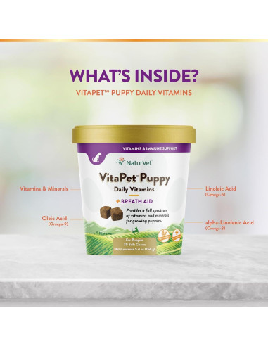 NaturVet Vitaminas Diarias para Cachorros 70 Masticables