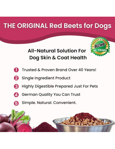 Olewo Remolachas Rojas para Perros 0,45 kg - Suavizante Piel