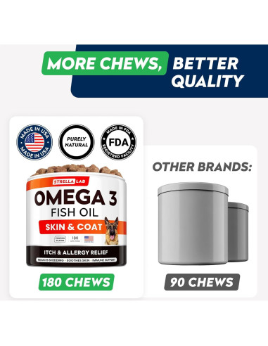 Golosinas Omega 3 para Perros STRELLALAB 180Ct Sabor Pollo