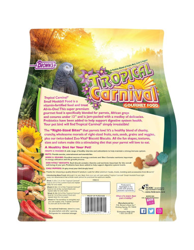 Alimento Gourmet para Aves F.M. Brown 2,27 kg para Loros