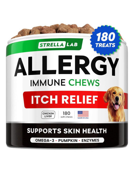StrellaLab Masticables Antialérgicos para Perros 180 Ct