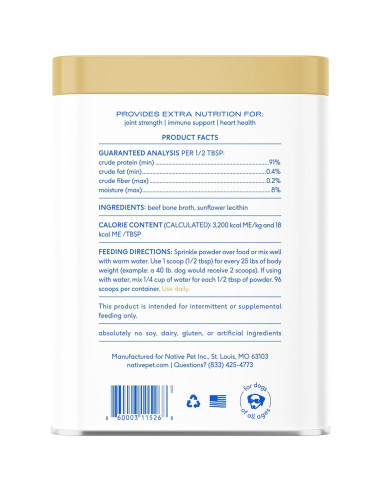 Caldo de Hueso para Perros y Gatos Native Pet 96 Porciones