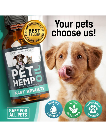 Aceite de Cáñamo Charlie & Buddy para Perros y Gatos 80ml