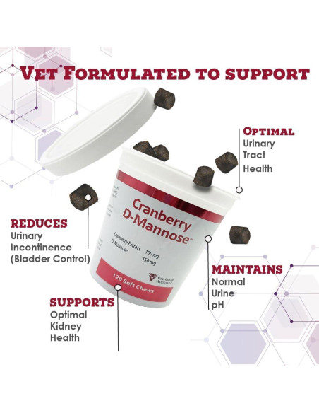 Suplemento D-Mannosa Arándano 120 Masticables para Gatos y Perros