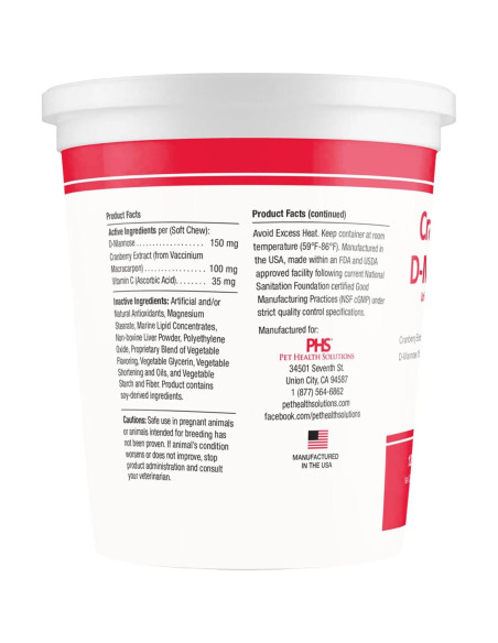 Suplemento D-Mannosa Arándano 120 Masticables para Gatos y Perros