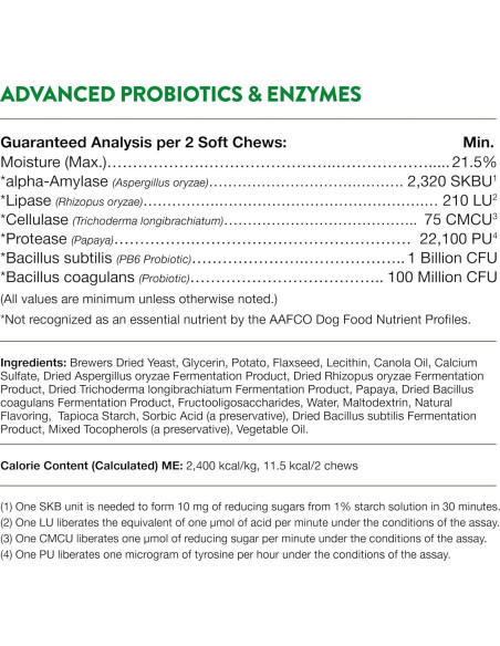 Suplemento Probioticos y Enzimas NaturVet 70 Golosinas