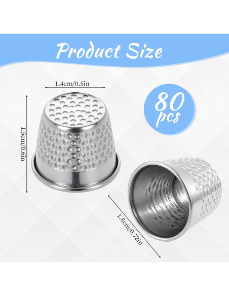 80 Dedales de Metal para Coser a Mano Lusofie - 1.5cm