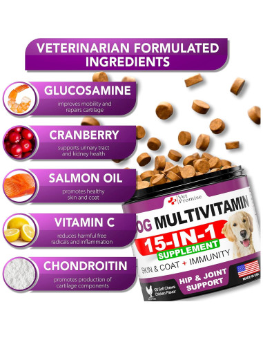 Multivitamina Masticable para Perros Vet Promise 120 Unidades
