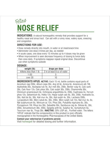 HomeoPet Alivio Nasal para Gatos 15 ml - Suplemento Natural