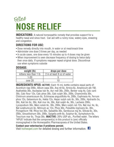 HomeoPet Alivio Nasal para Gatos 15 ml - Suplemento Natural