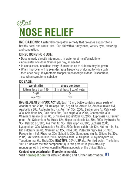 HomeoPet Alivio Nasal para Gatos 15 ml - Suplemento Natural