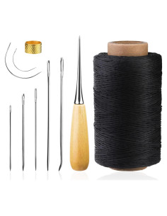 Kit de Costura de Cuero BAGERLA con Hilo Encerado Negro 250m