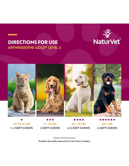 Suplemento Articular NaturVet ArthriSoothe-Gold 70 Masticables