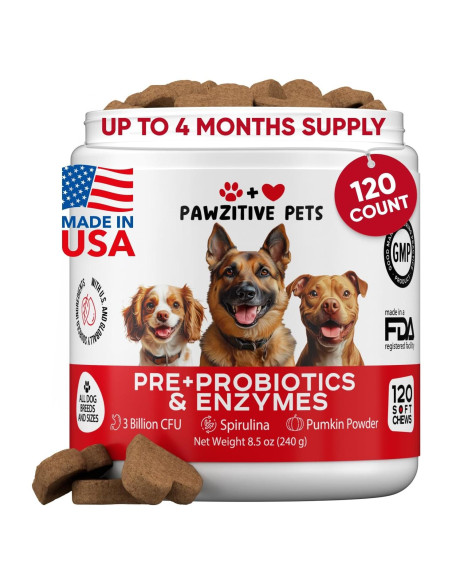 Masticables Probioticos Pawzitive Pets 120 Unidades Salud Digestiva