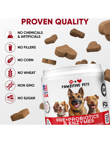 Masticables Probioticos Pawzitive Pets 120 Unidades Salud Digestiva