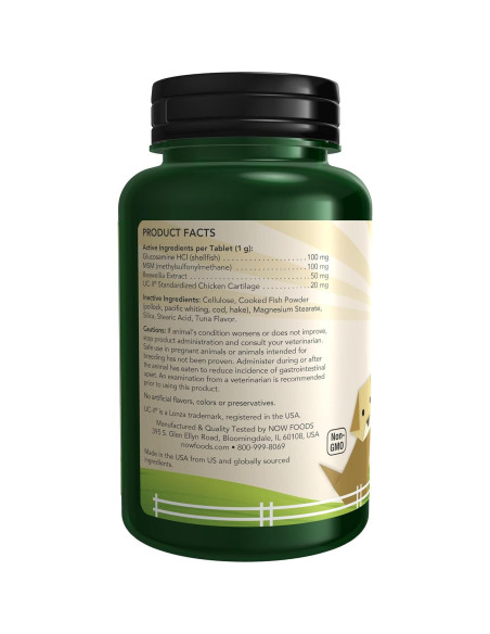Suplemento Articular para Perros y Gatos NOW 60 Tabletas