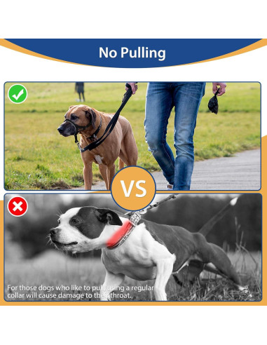 Collar de Cabeza BARKLESS M Negro para Perros Sin Tirones