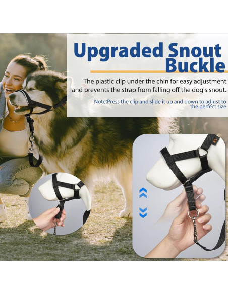 Collar de Cabeza BARKLESS M Negro para Perros Sin Tirones