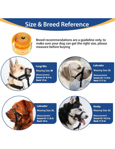 Collar de Cabeza BARKLESS M Negro para Perros Sin Tirones