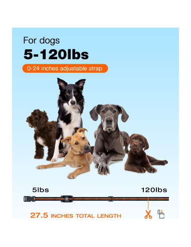 Collar de Choque Bousnic para Perros 5-120 lbs Recargable