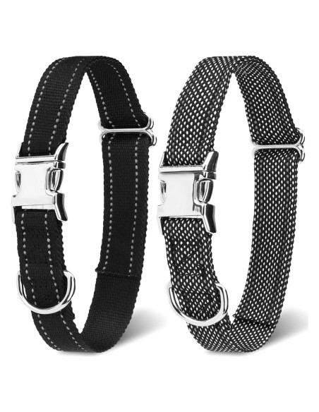 Correa de Collar para Perros ESGPET Ajustable Reflectante Negro