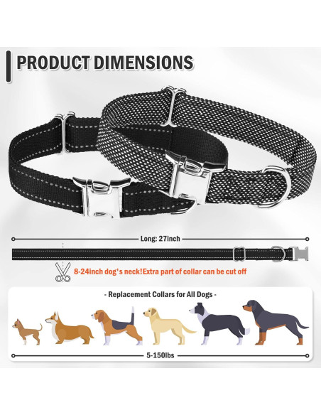 Correa de Collar para Perros ESGPET Ajustable Reflectante Negro