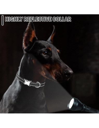 Correa de Collar para Perros ESGPET Ajustable Reflectante Negro