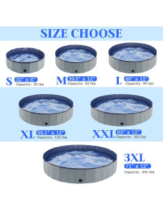 Piscina Plegable para Perros Eooqi 32x8 Pulgadas Azul 2