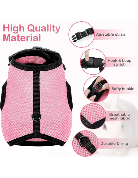 Arnés Ajustable para Conejo PETTOM Rosa XS (Pecho: 20-27 cm)